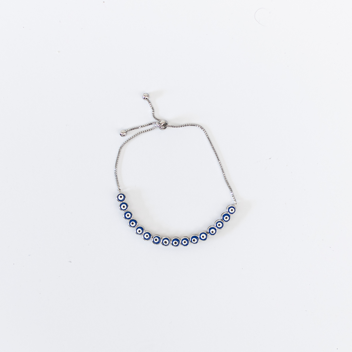 Pulsera Ojo Turco Azul, Acero Inoxidable Plateado