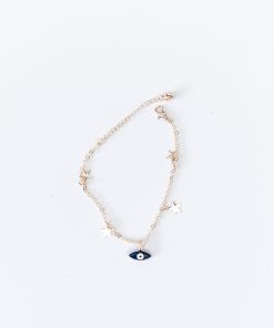 Tobillera Ojo Turco con Estrellas, Oro Laminado Dorado